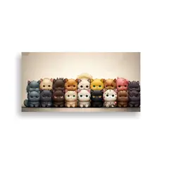 GENERICO - Imagen De Gatos Kawaii En Blanco Y Negro Para 120x60 Cm