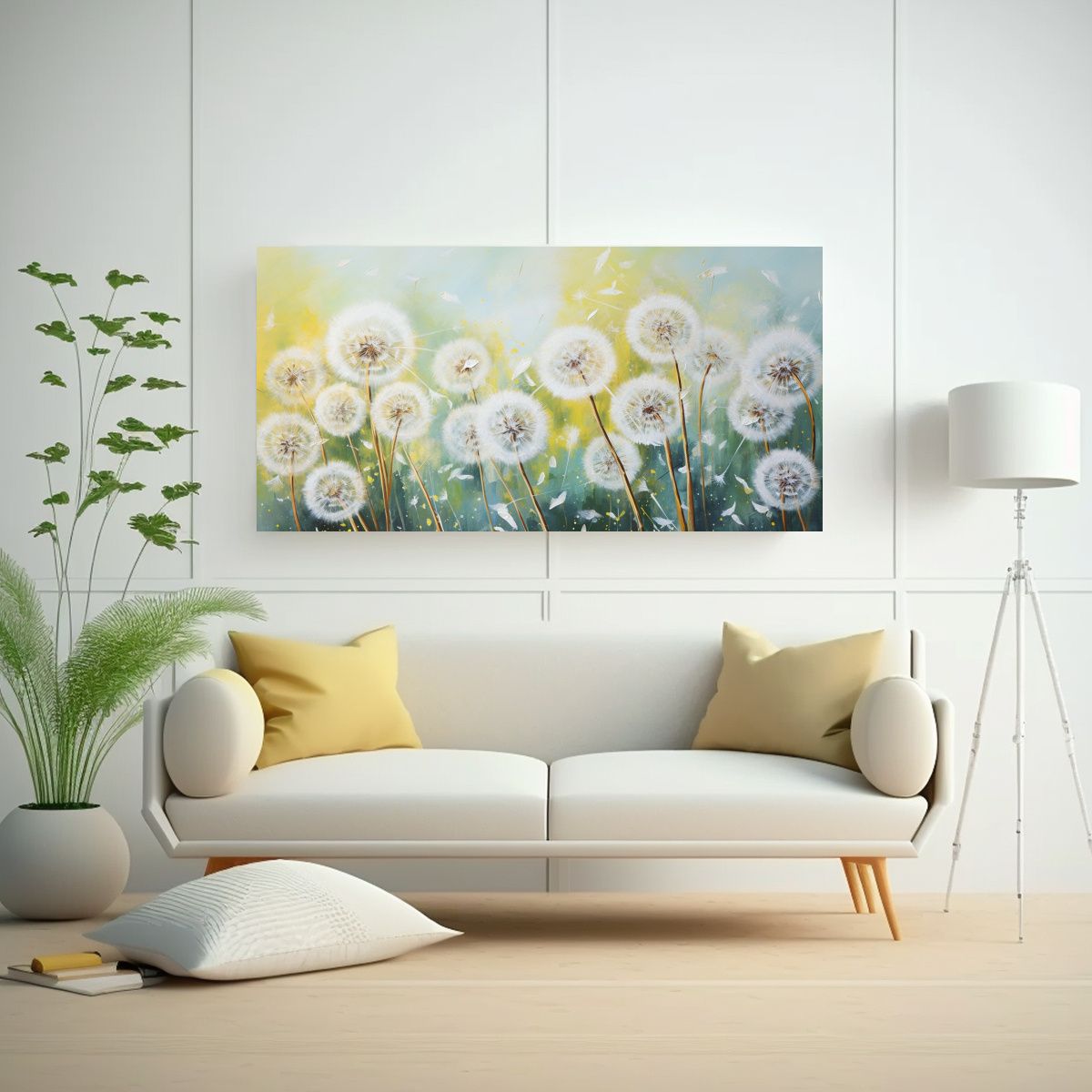 GENERICO - Pintura Abstracta De Diente De León En Estilo 140x70 Cm