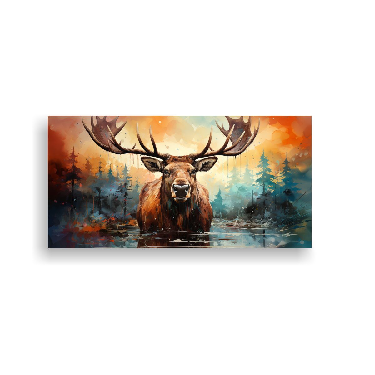 GENERICO - Pintura Acuarela Colorida Estilo Moose Vibrante 140x70 Cm