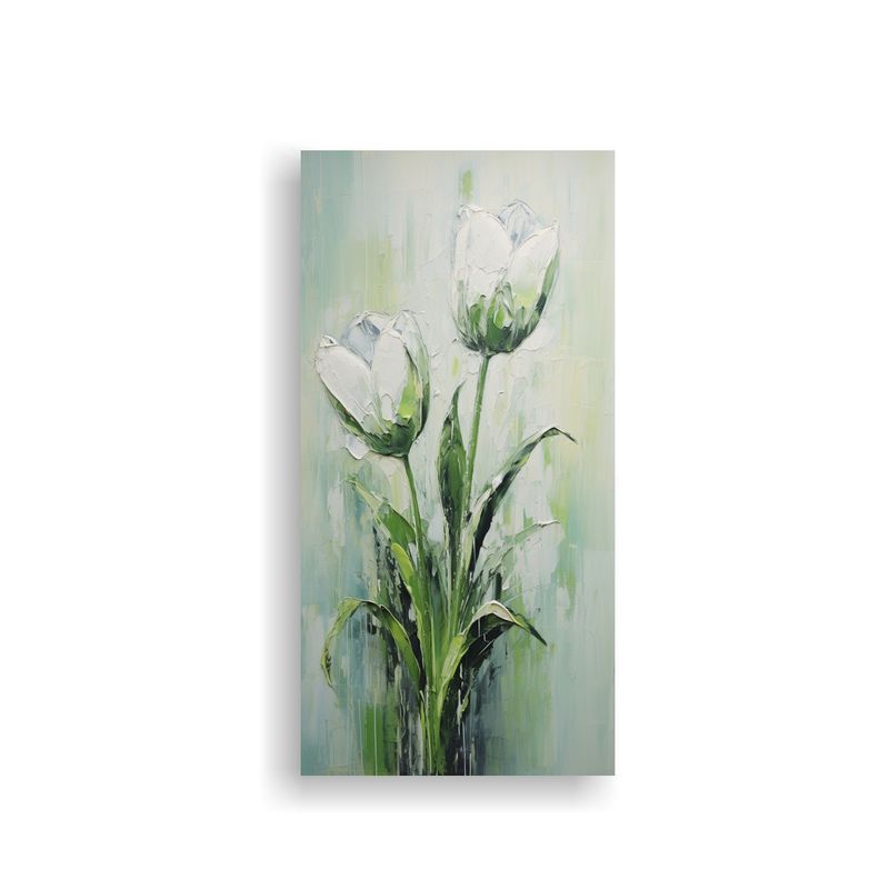 GENERICO - Pintura En Lienzo Estilo Tulipanes Verdes En Arte 70x140 Cm