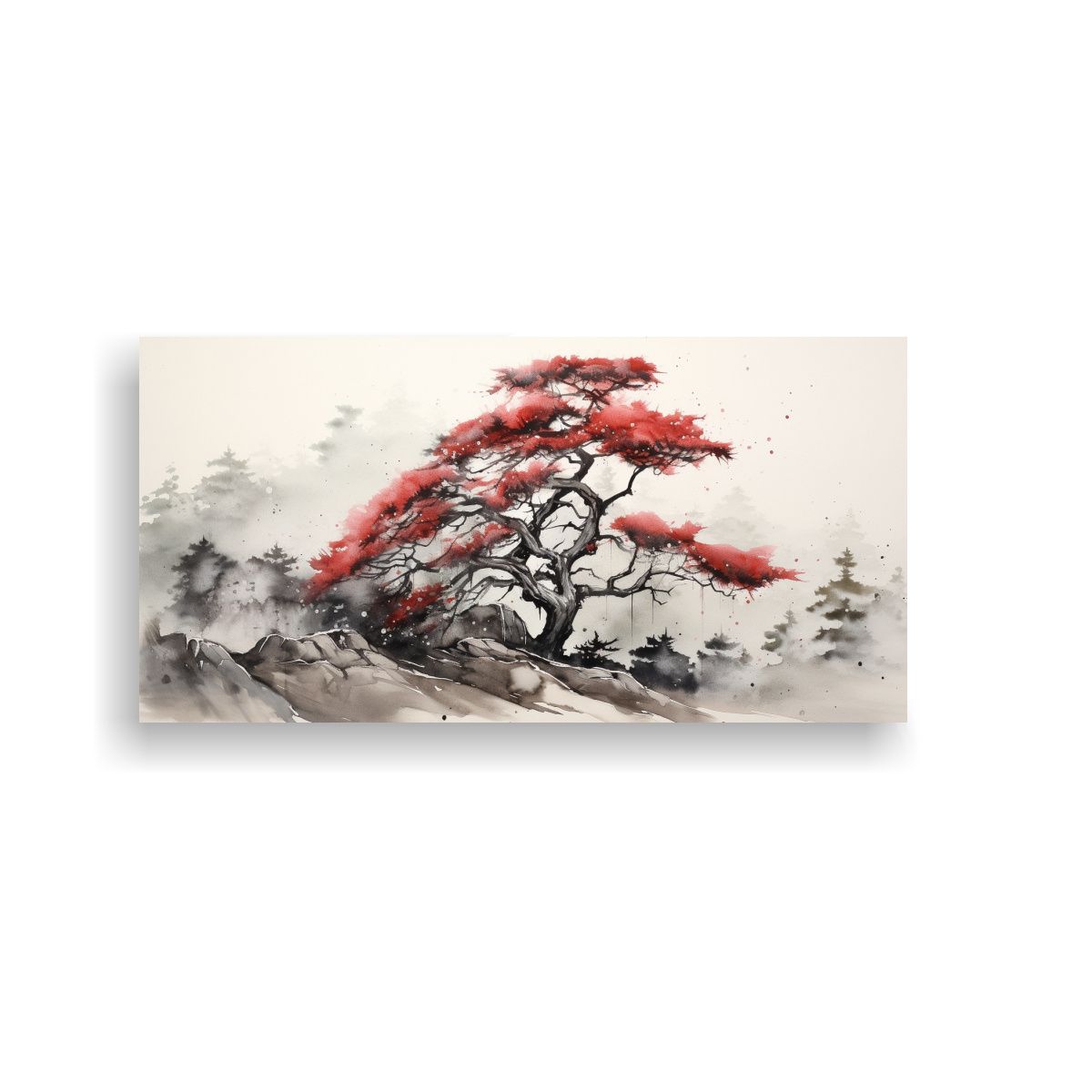 GENERICO - Pintura Abstracta De Colores Rojo Y Negro De Un 120x60 Cm