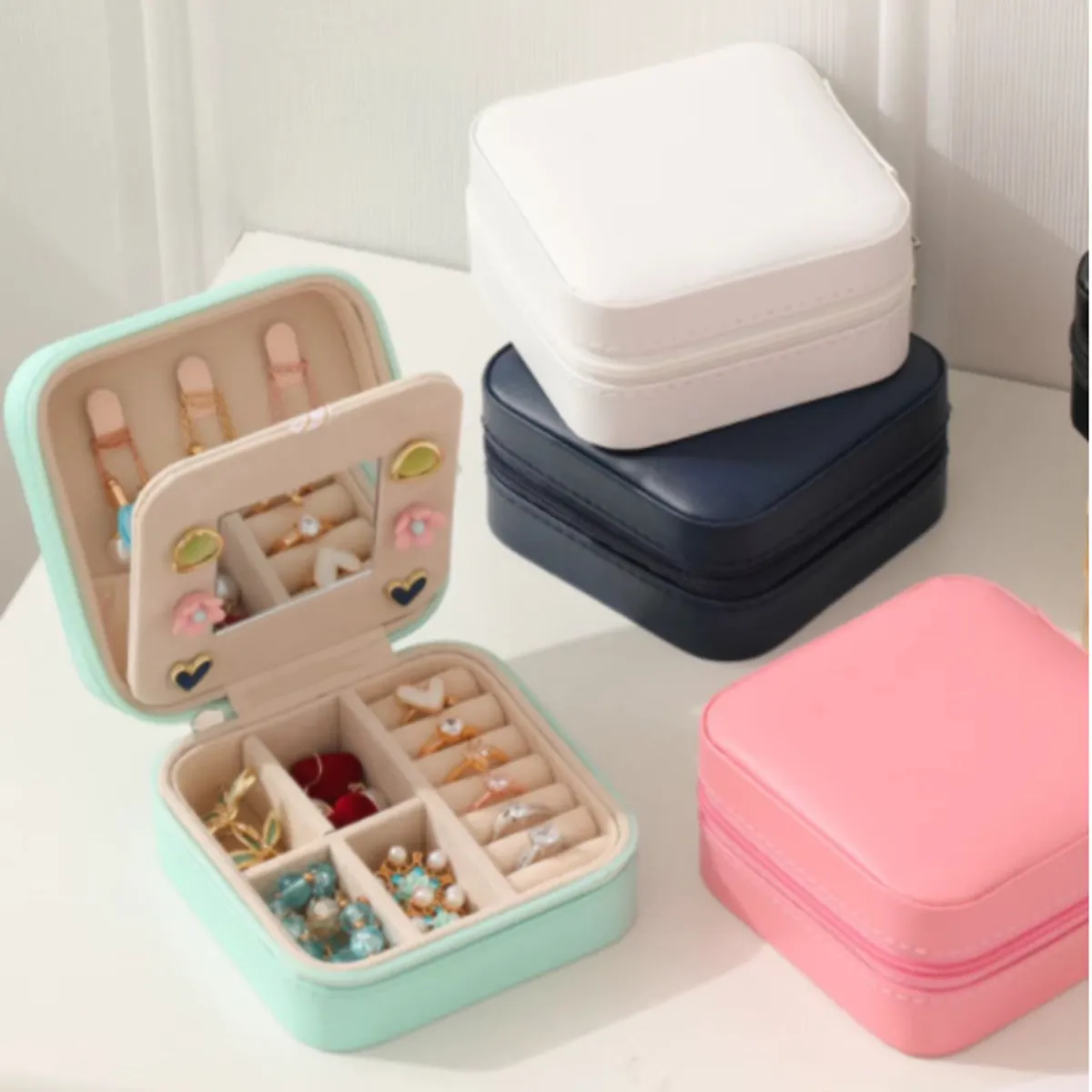 GENERICO - Joyero Para Collar Anillos Caja De Almacenamiento De Joyas Verde