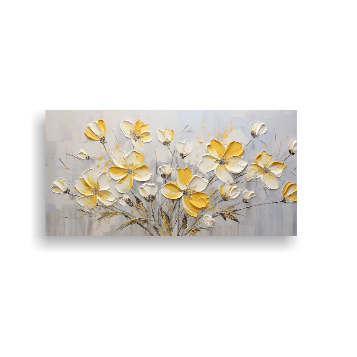 GENERICO - Cuadro Abstracto Mágico Con Flores Amarillas Y 120x60 Cm