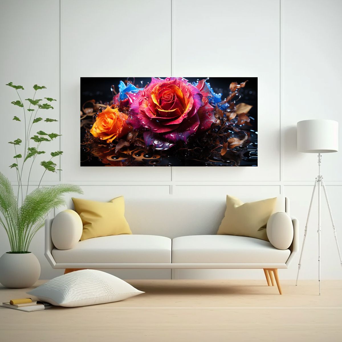 GENERICO - Cuadro Movimiento Artesanal Rosa Neón Disuelve 120x60 Cm