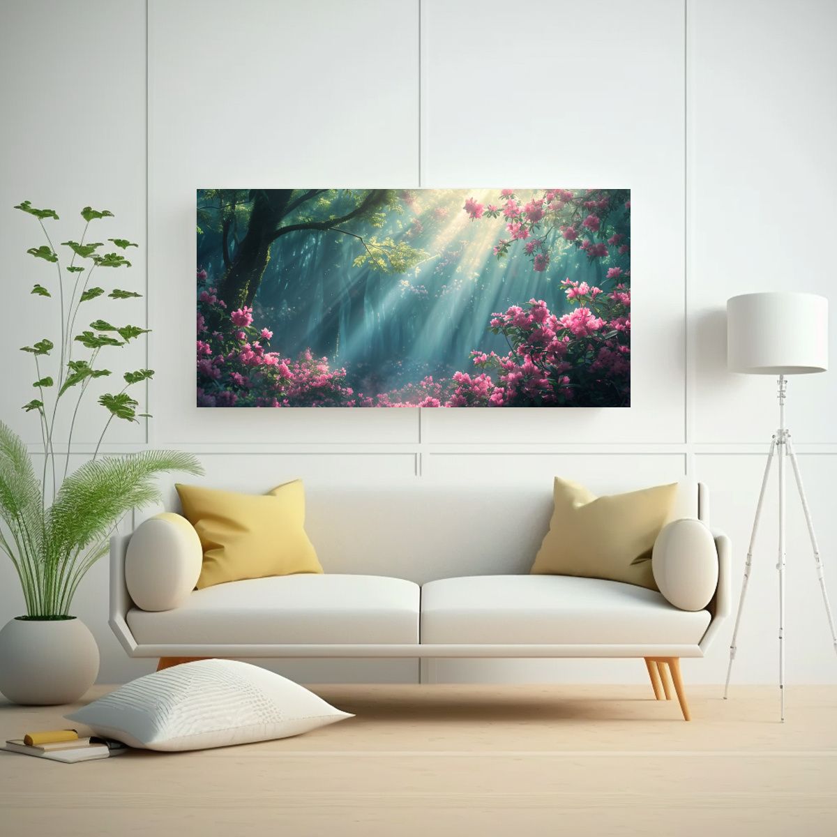 GENERICO - Cuadro Conceptual De Interiores Con Rayos De Sol 140x70 Cm.