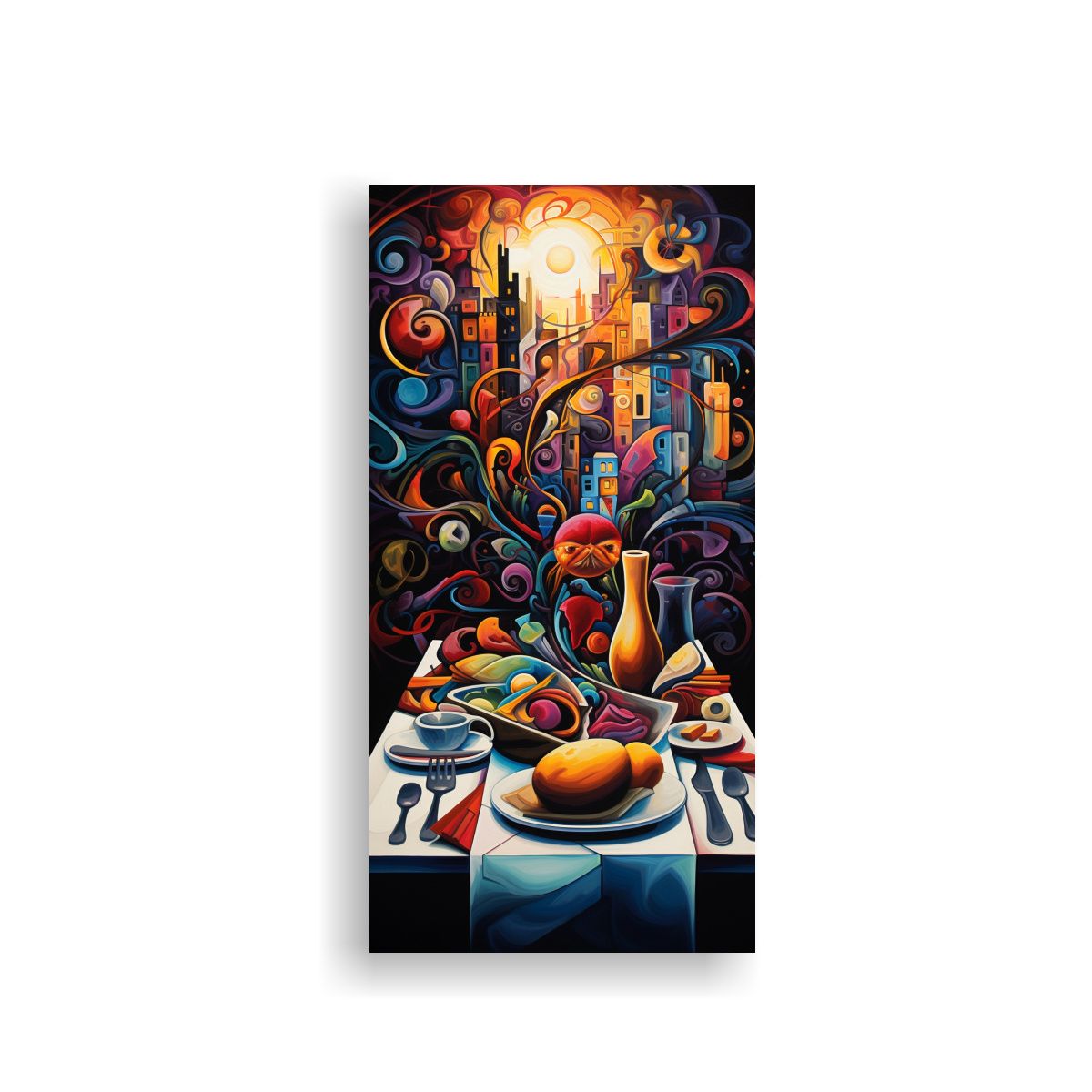 GENERICO - Cuadro Abstracto Última Cena En Bastidor De 70x140 Cm