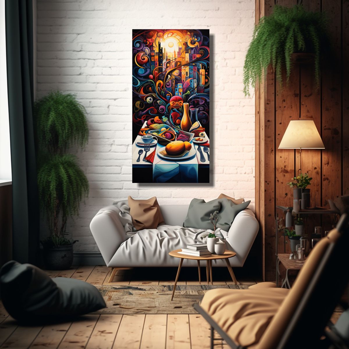 GENERICO - Cuadro Abstracto Última Cena En Bastidor De 70x140 Cm