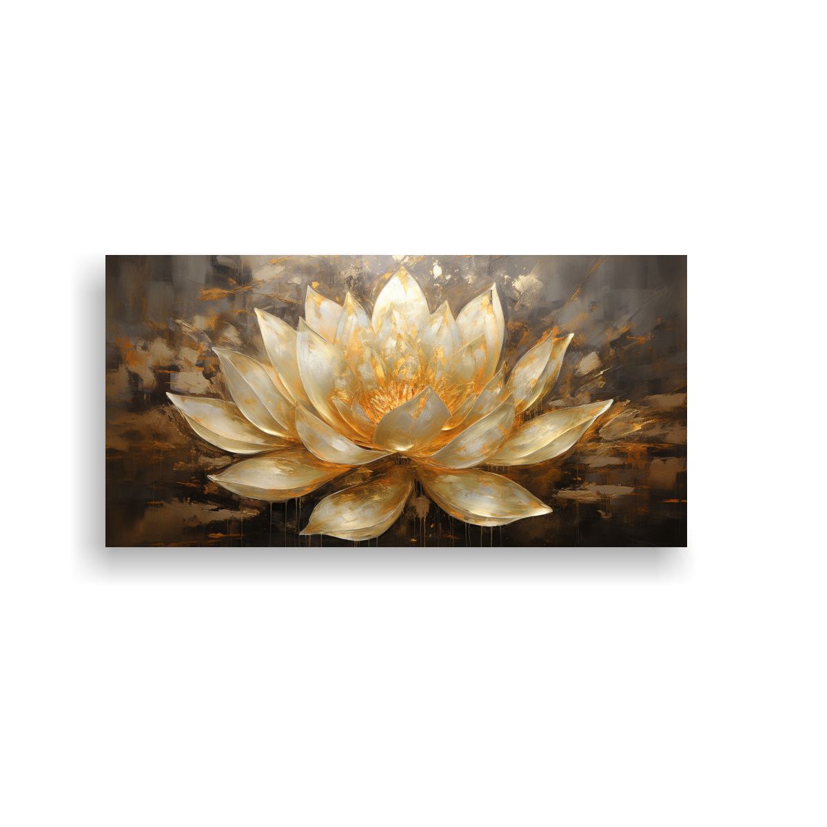 GENERICO - Pintura Lienzo Armonía Loto Dorado Estilo G 140x70 Cm