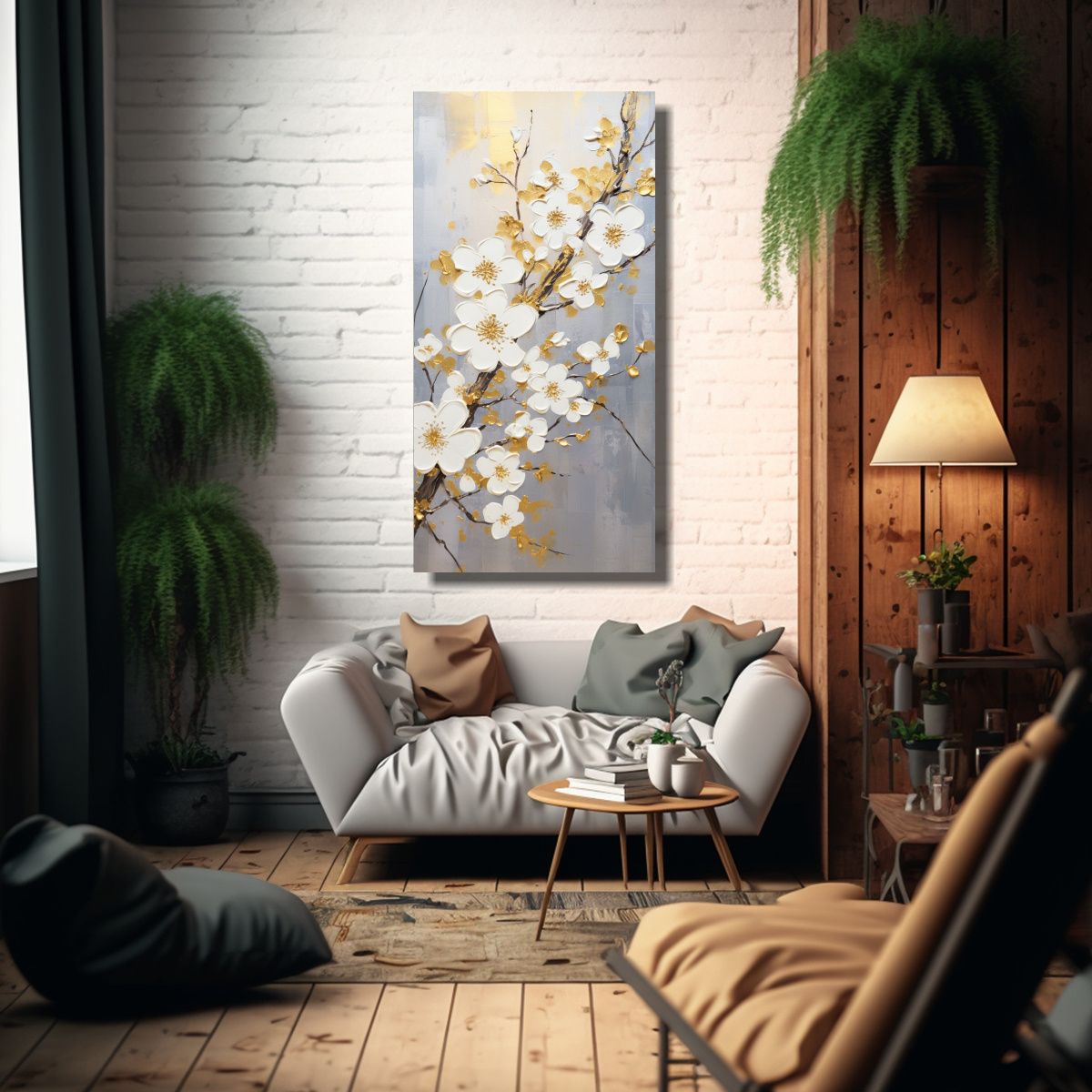 GENERICO - Pintura En Lienzo De Cerezos Dorados En La 70x140 Cm