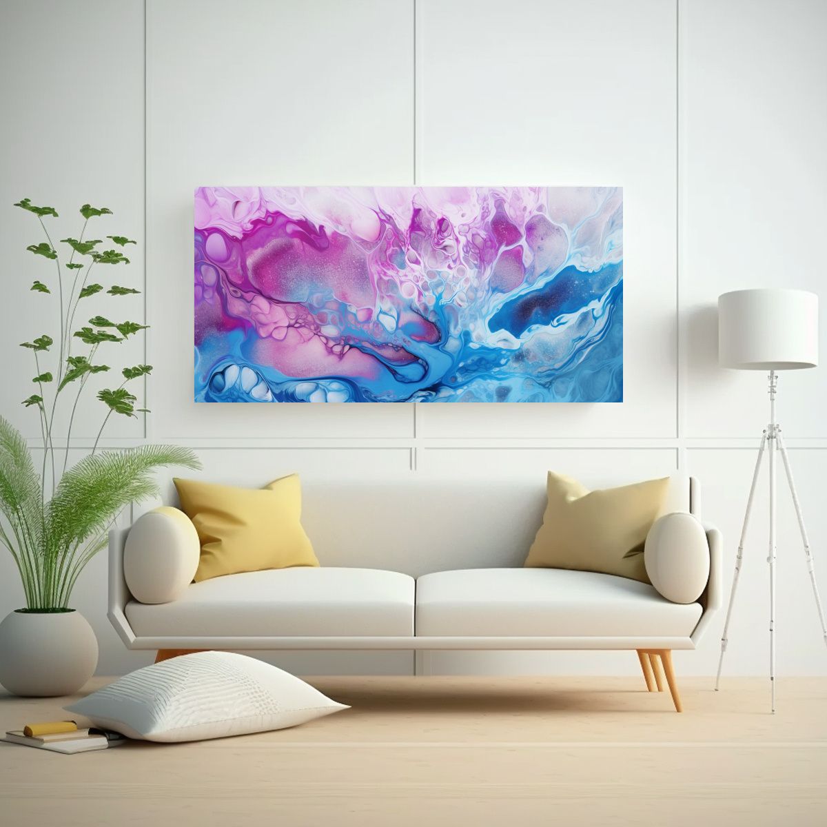 GENERICO - Lienzo Abstracto Azul Y Morado Para Decoración 140x70 Cm