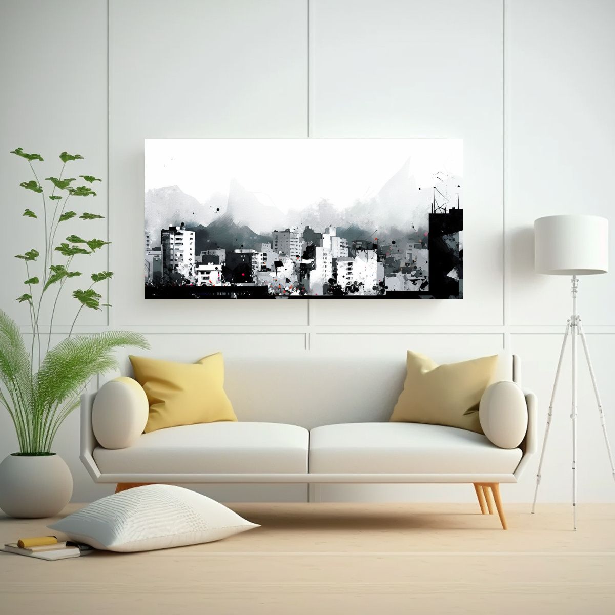 GENERICO - Pinturas En Blanco Y Negro De Santiago En Chile 120x60 Cm