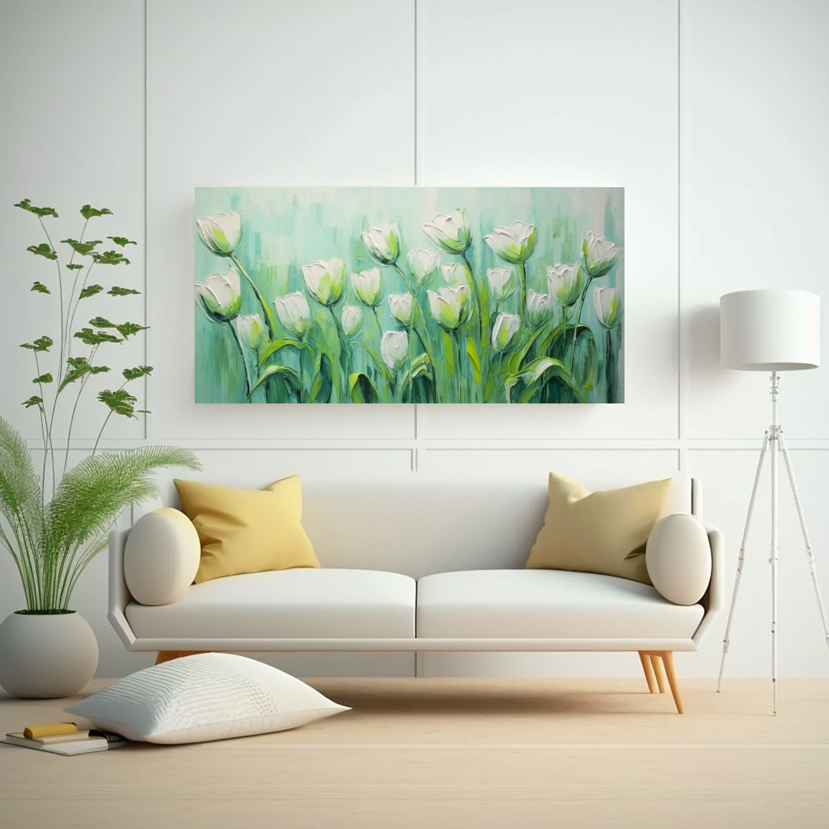 GENERICO - Cuadro Lienzo Movimiento Brillante Tulipanes 140x70 Cm