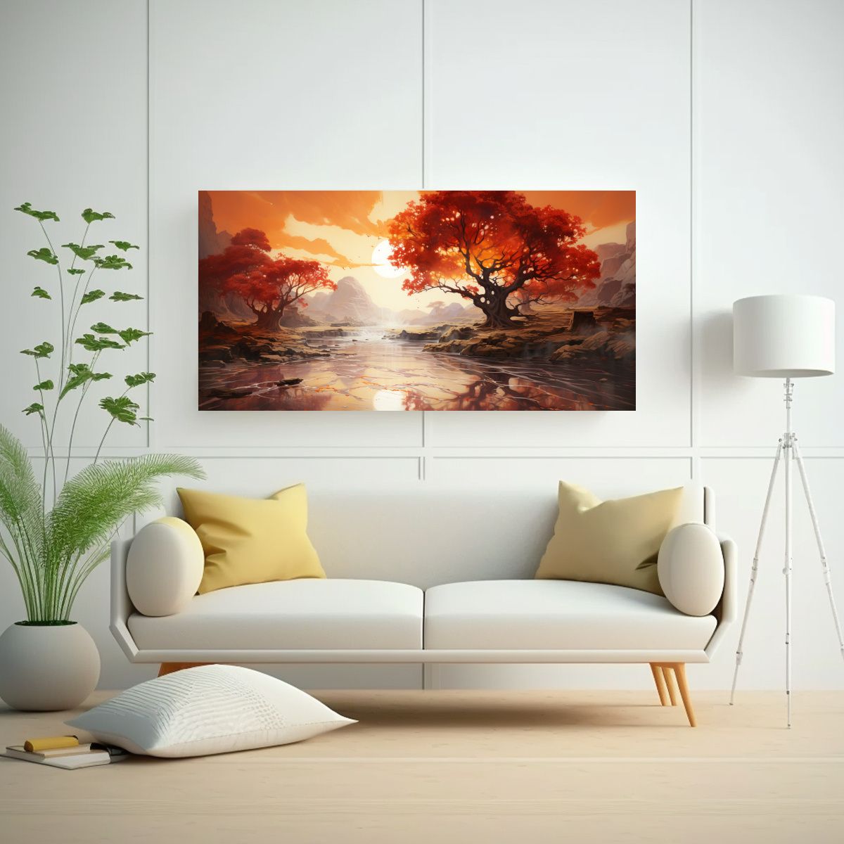 GENERICO - Pintura Abstracta De Colores Rojo Y Dorado Del 140x70 Cm