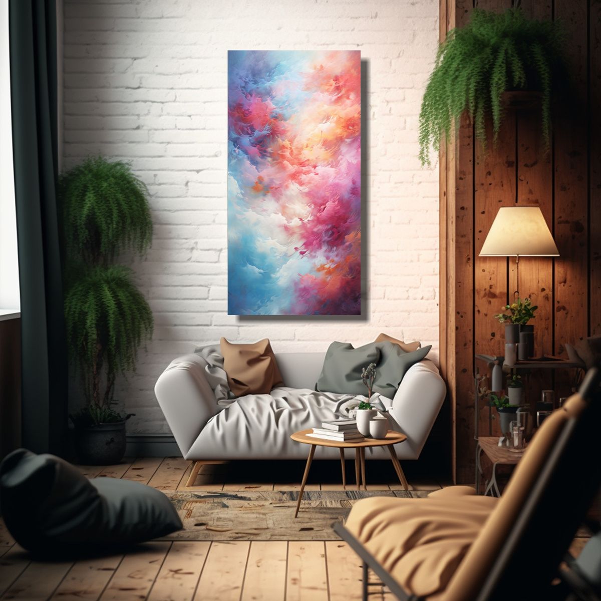 GENERICO - Pintura Abstracta Original Quantum Entrelazada 70x140 Cm