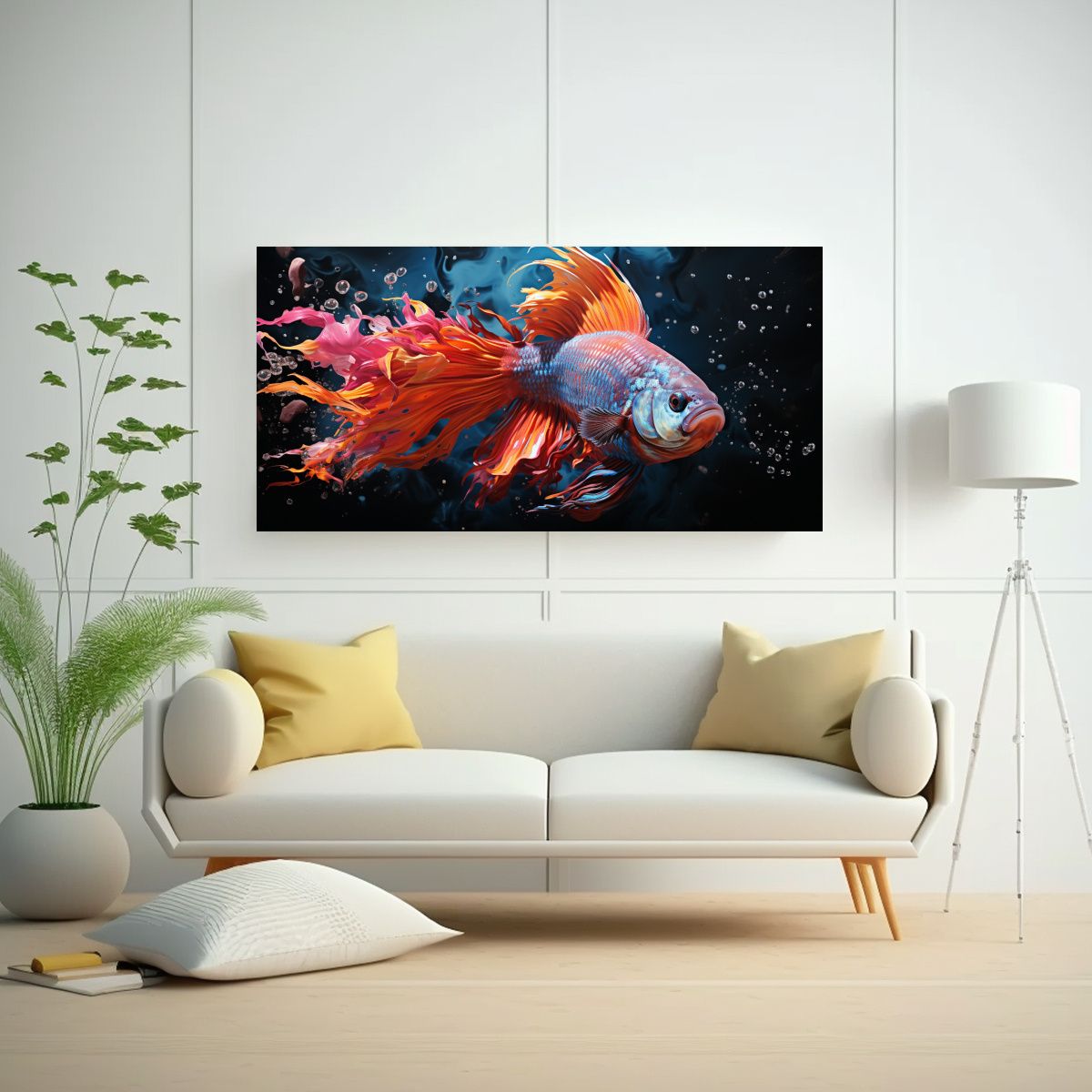 GENERICO - Cuadro Tela Estilo Galería Pez Disco En Colores 120x60 Cm