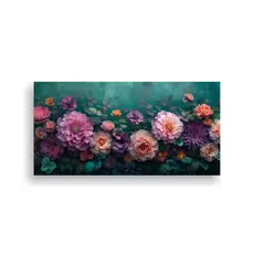 GENERICO - Pintura Abstracta De Flores Gigantes En Rosa Y 140x70 Cm.