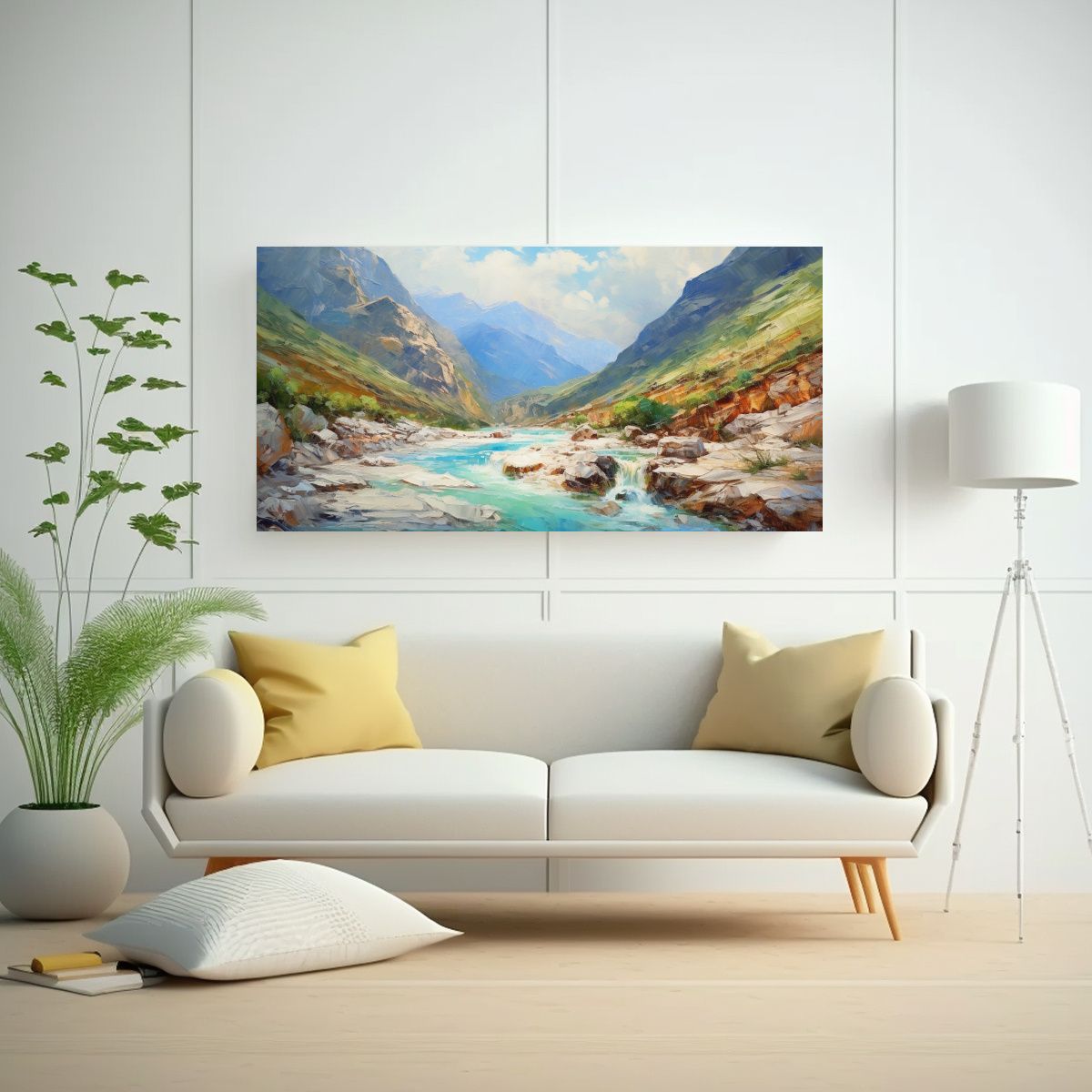 GENERICO - Cuadro Decorativo De Un Arroyo Bajo El Cielo Azul 120x60 Cm