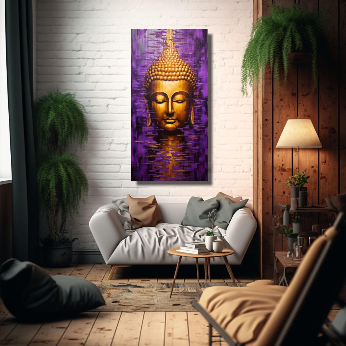 GENERICO - Pintura Lienzo Buda Rostro Aceite Estilo 70x140 Cm.