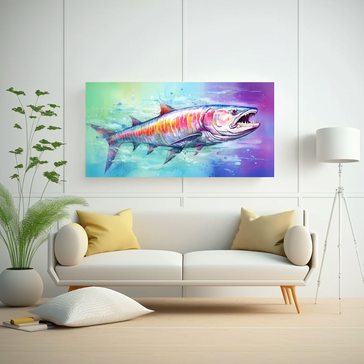 GENERICO - Lienzo De Tela Con Motivo De Tarpon Estilo 140x70 Cm