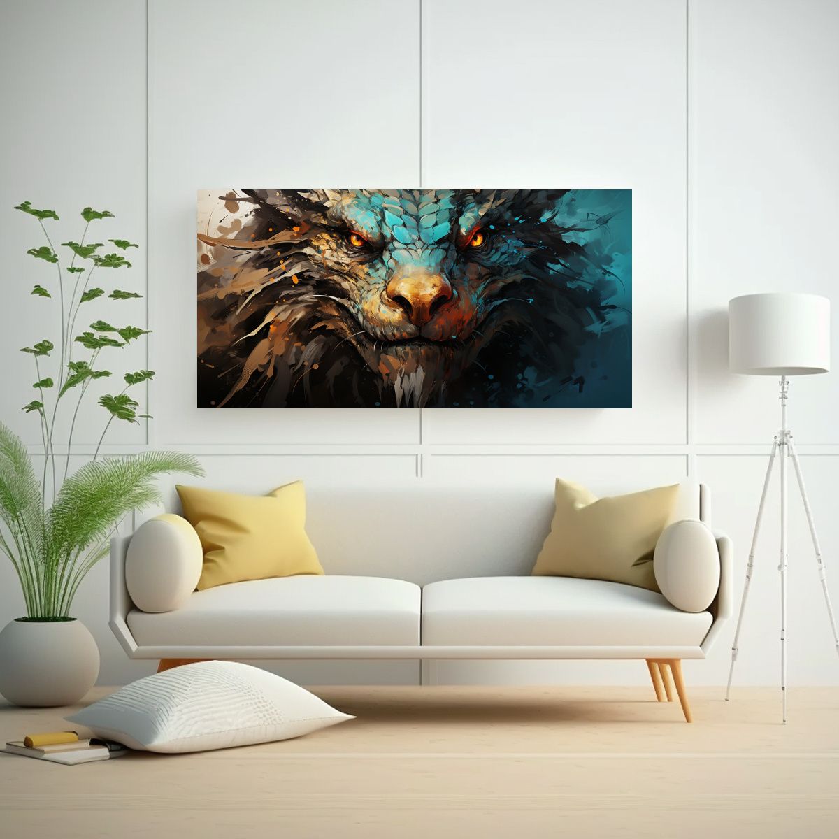 GENERICO - Pintura De Pared Vanguardia Dragón En Marrón Y 120x60 Cm