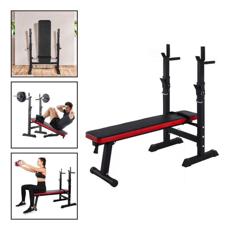 HOMEBRANDT - Press Banca Abdominal Reclinable Rack Pesas 5 Nivel Boomfit