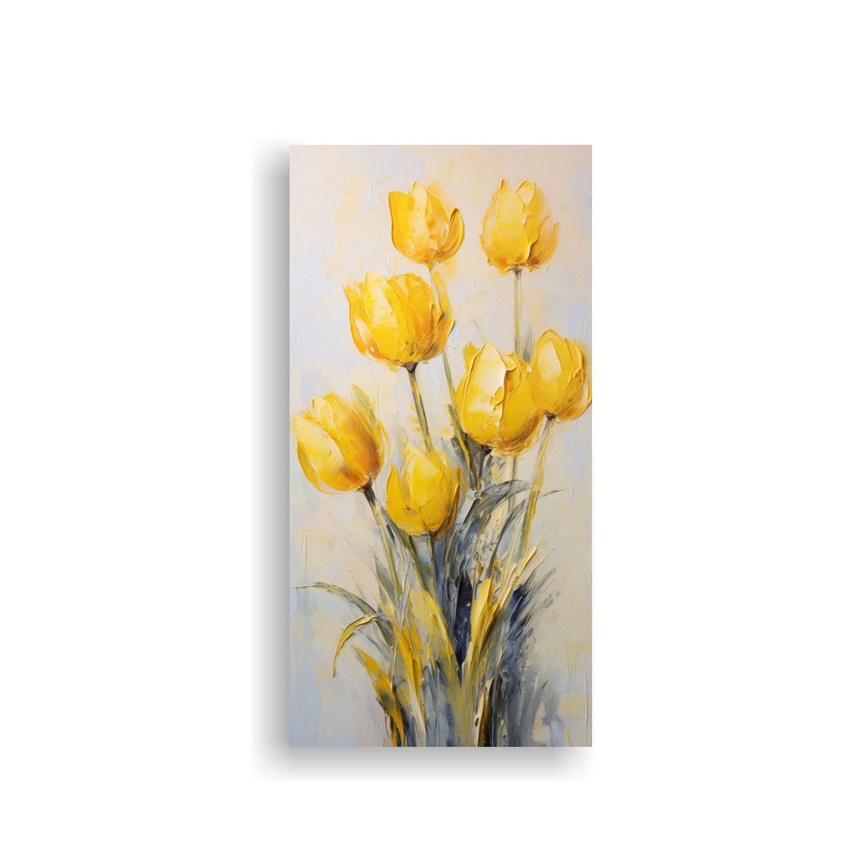 GENERICO - Pintura Vertical Amarilla De Tulipanes En Lienzo 70x140 Cm