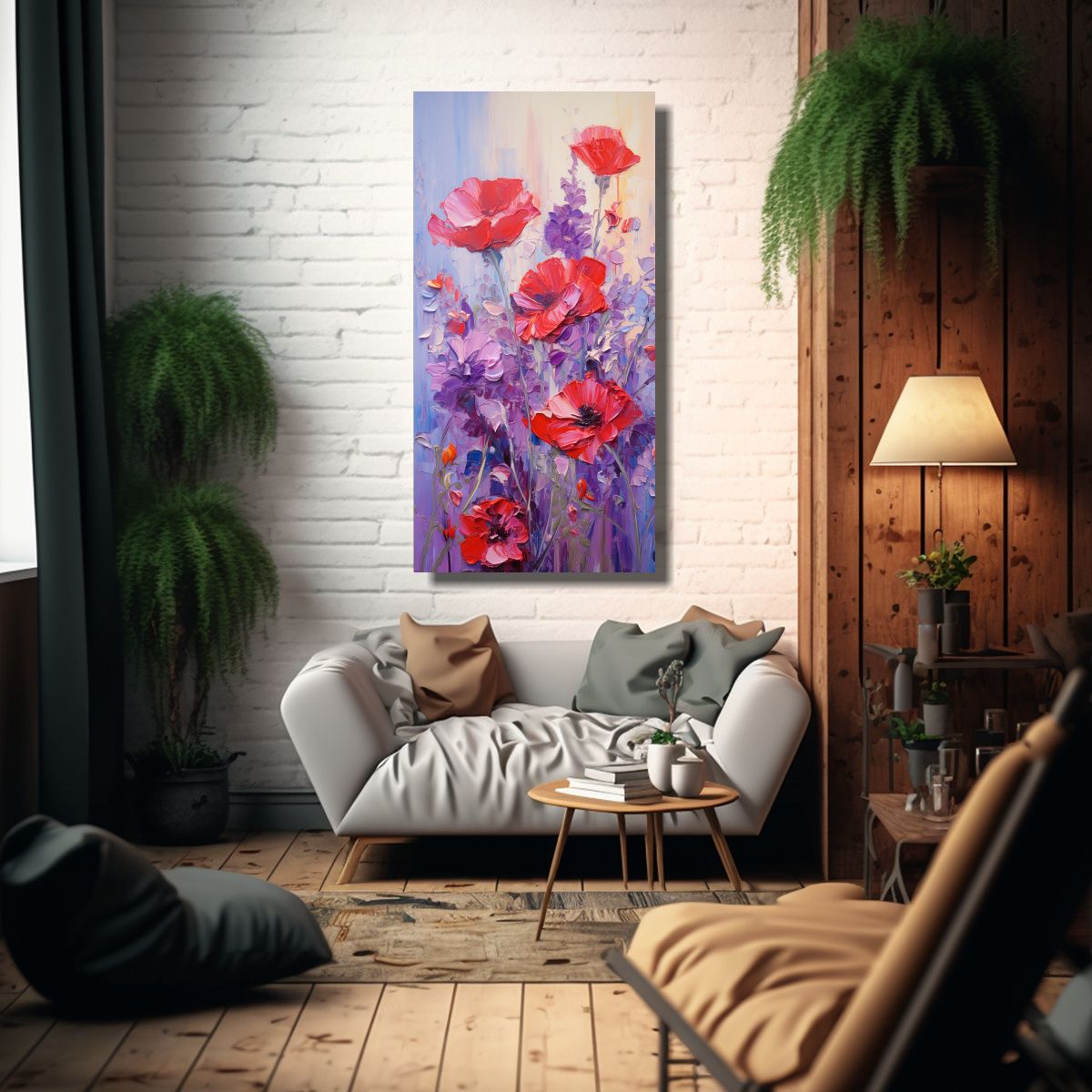 GENERICO - Cuadro De Flores En Bastidor De Decoración Tela 70x140 Cm