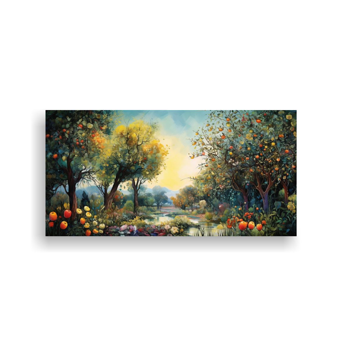 GENERICO - Cuadro Original De árboles Frutales Abstractos 120x60 Cm