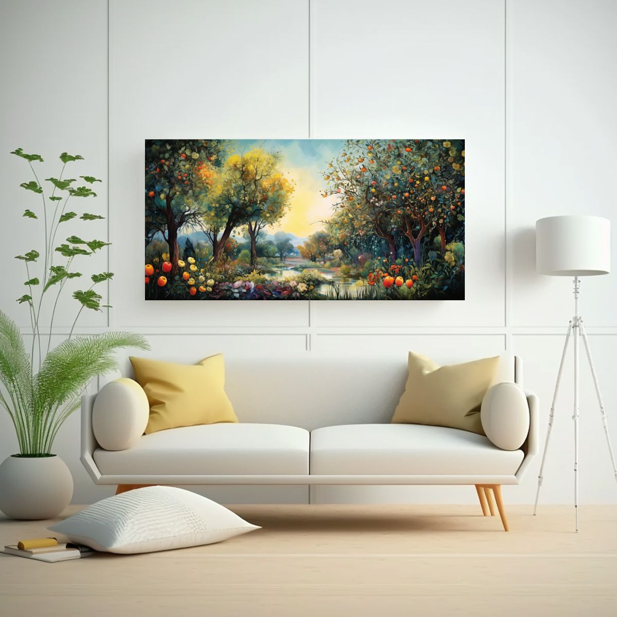 GENERICO - Cuadro Original De árboles Frutales Abstractos 120x60 Cm