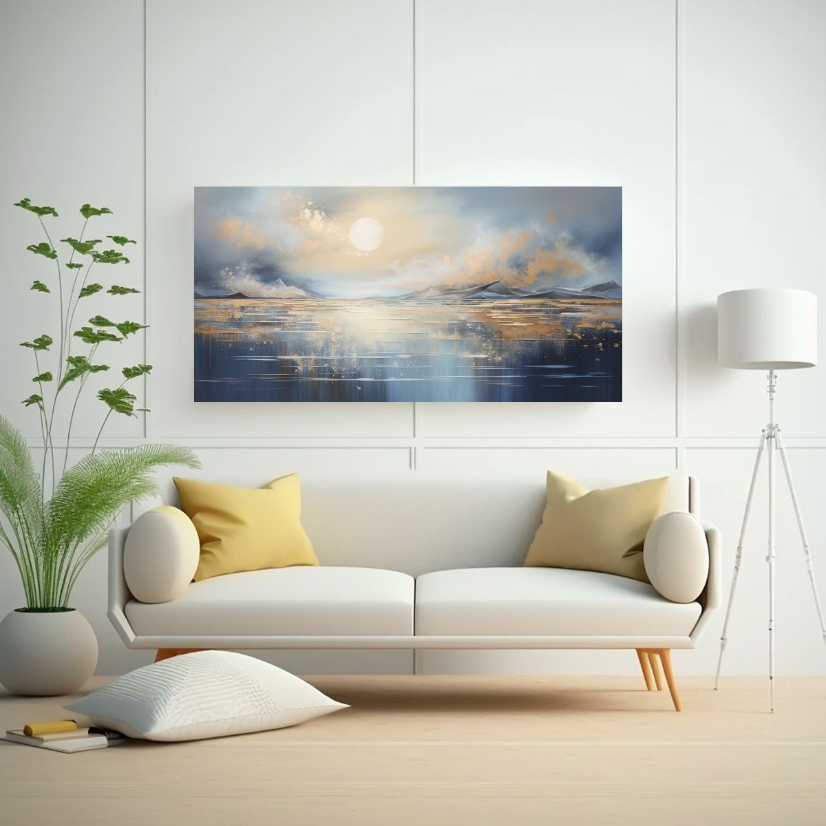 GENERICO - Cuadro Inspiración Abstracta De Un Mar Iluminado 140x70 Cm.