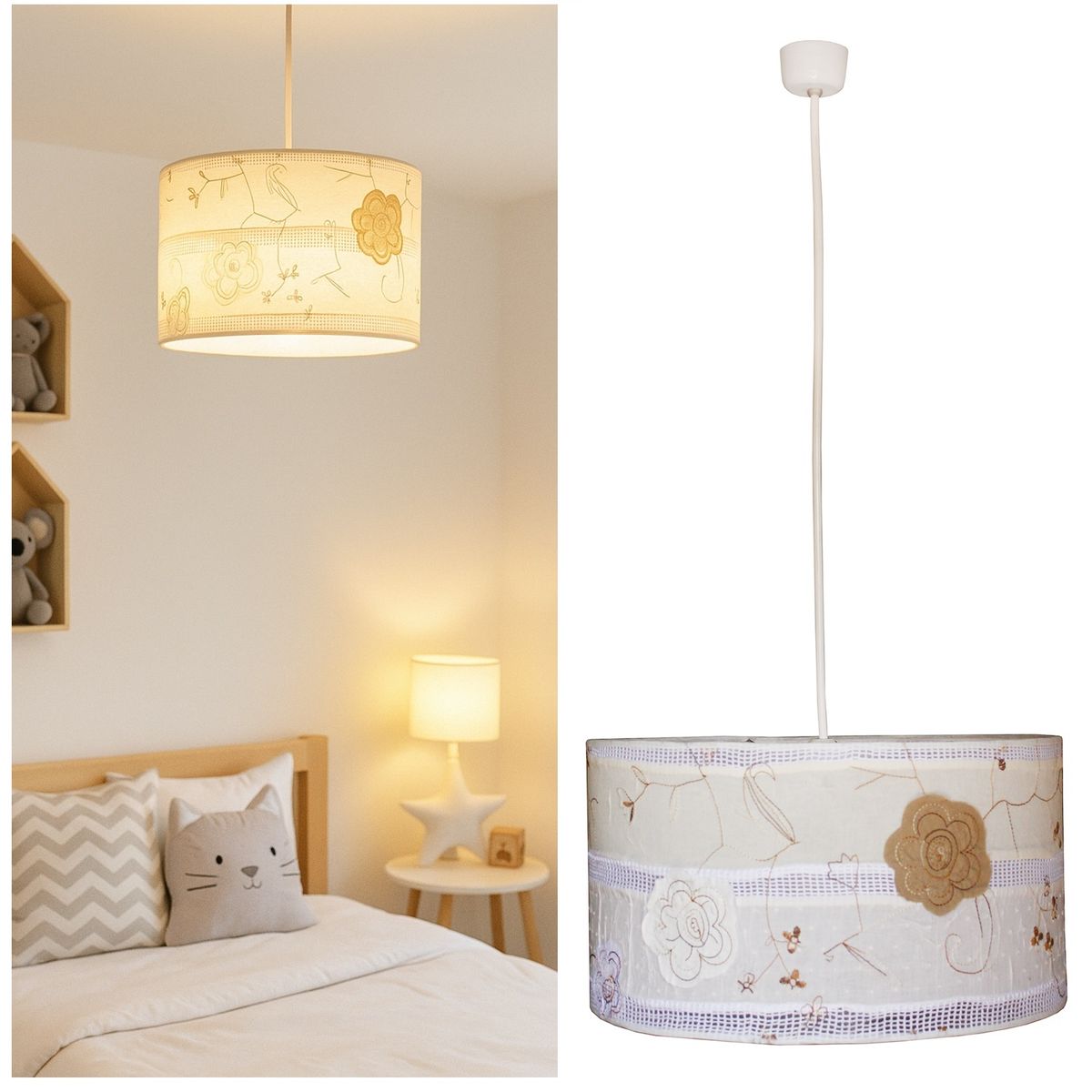 CAROLD STEVENS - Lámpara Colgante Tambor Flores