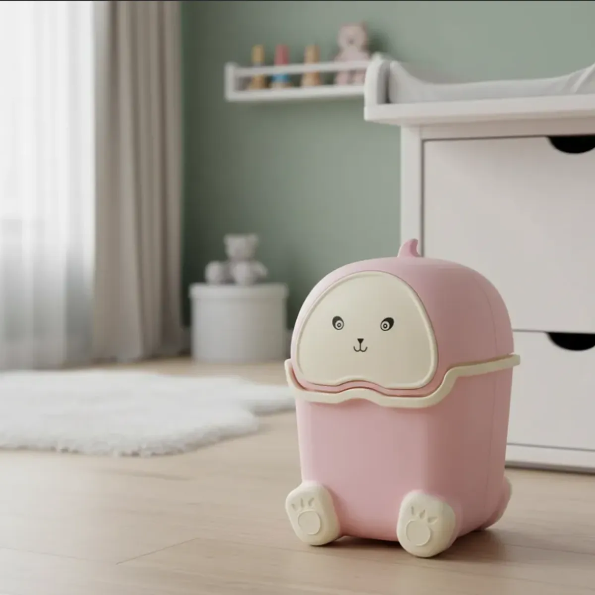 GENERICO - Basurero Papelero Infantil Kawaii Con Tapa Vaivén