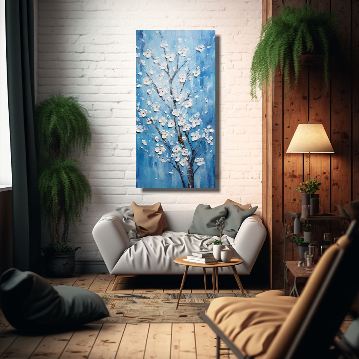 GENERICO - Pintura En Lienzo De Cerezos Azules En La 70x140 Cm