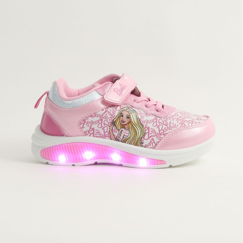 BARBIE - Zapatilla Con Luces Niña Full Print Logo Rosado Barbie