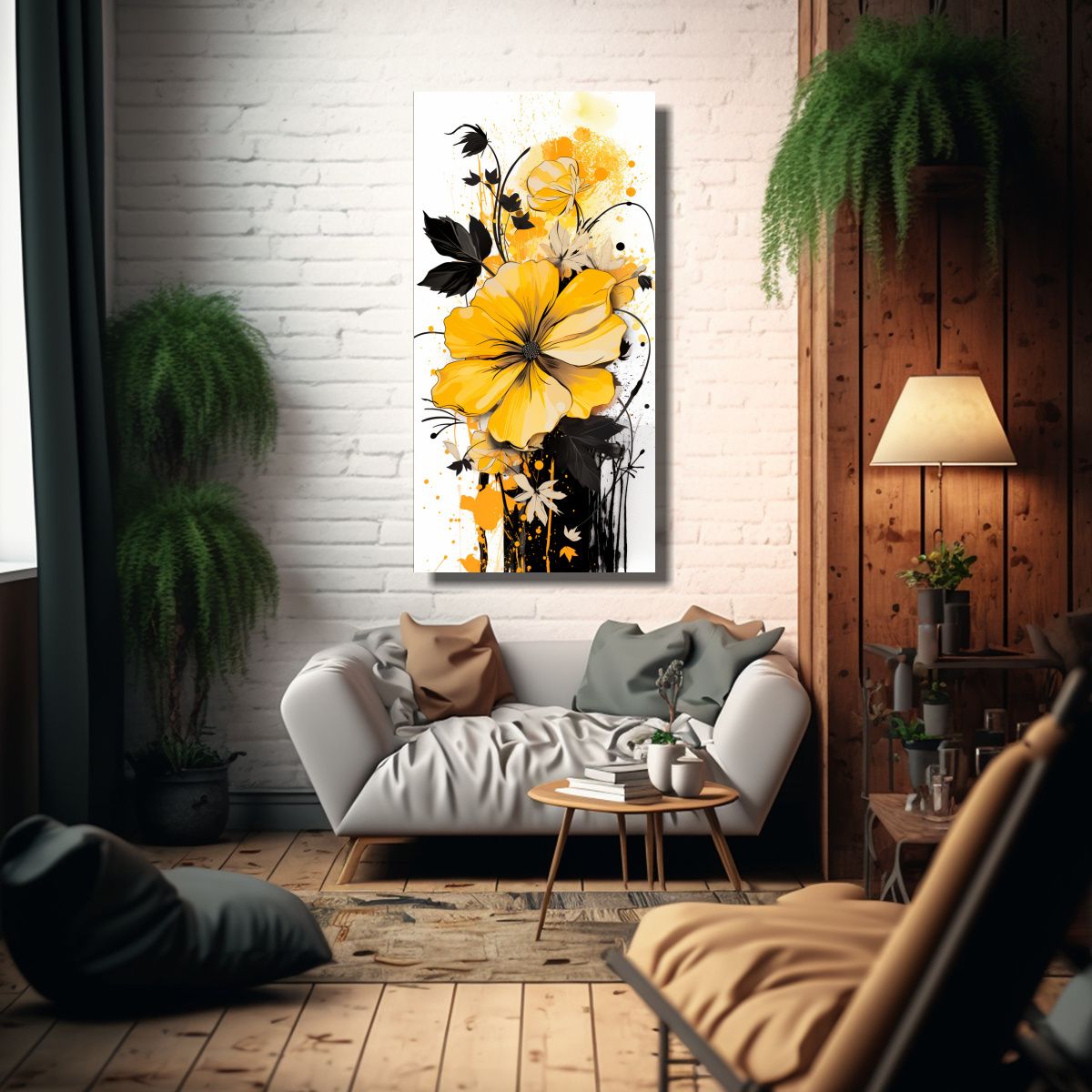 GENERICO - Lienzo Creativo Impresionante Amarillo Y Negro 70x140 Cm.