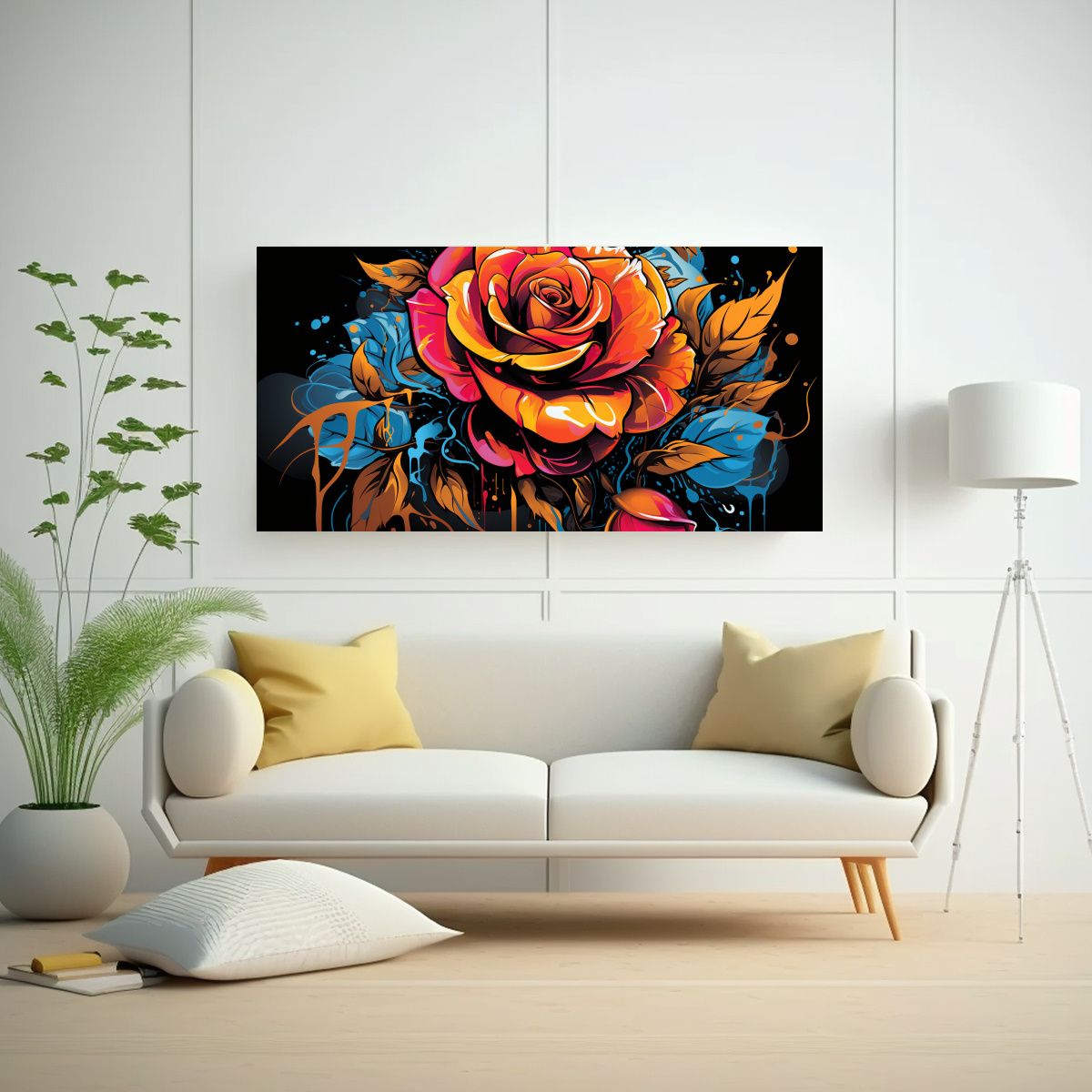 GENERICO - Pintura Mural De Diseño Alegre Con Una Rosa 140x70 Cm