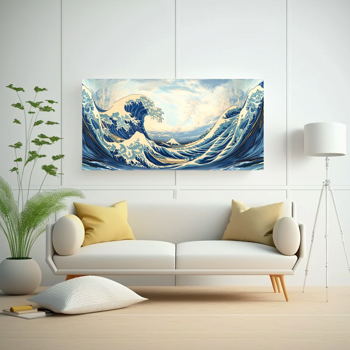 GENERICO - Cuadro Inspirador Ondas Hokusai Proyección 140x70 Cm