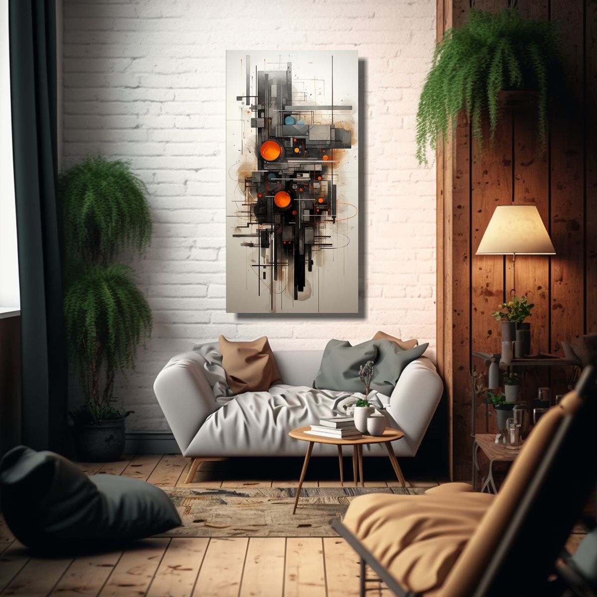 GENERICO - Cuadros Abstractos Lineales Tela En Bastidor De 70x140 Cm