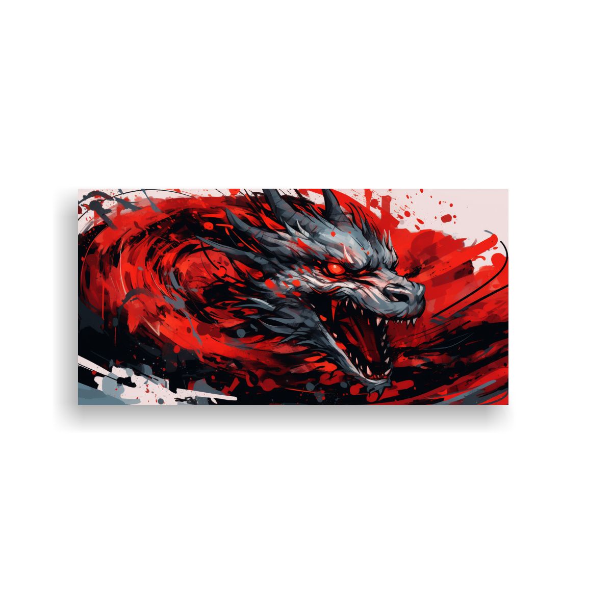 GENERICO - Pintura De Dragón En Rojo Y Negro Estilo 140x70 Cm