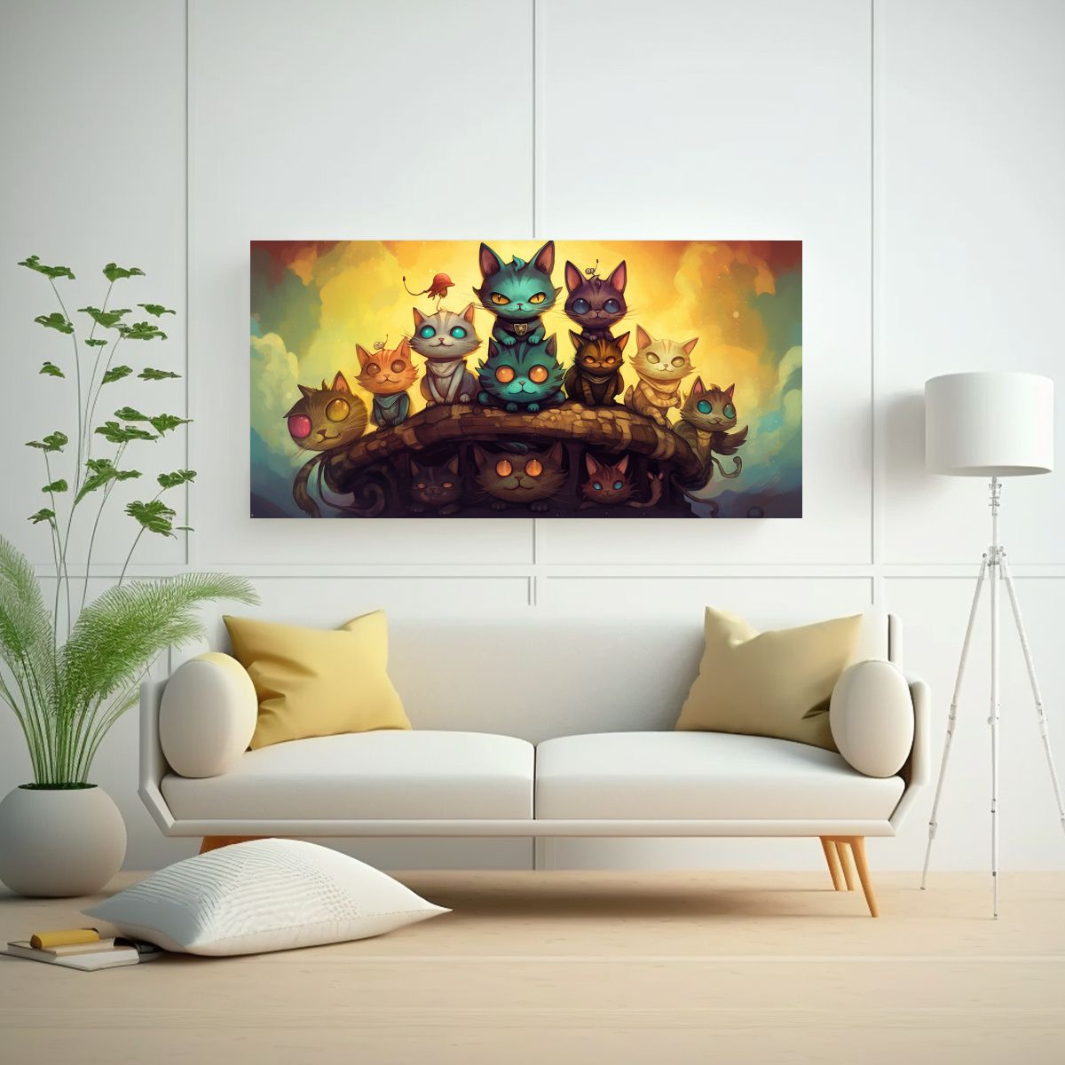 GENERICO - Pinturas De Decoración Conceptual Con Gatos De 140x70 Cm.