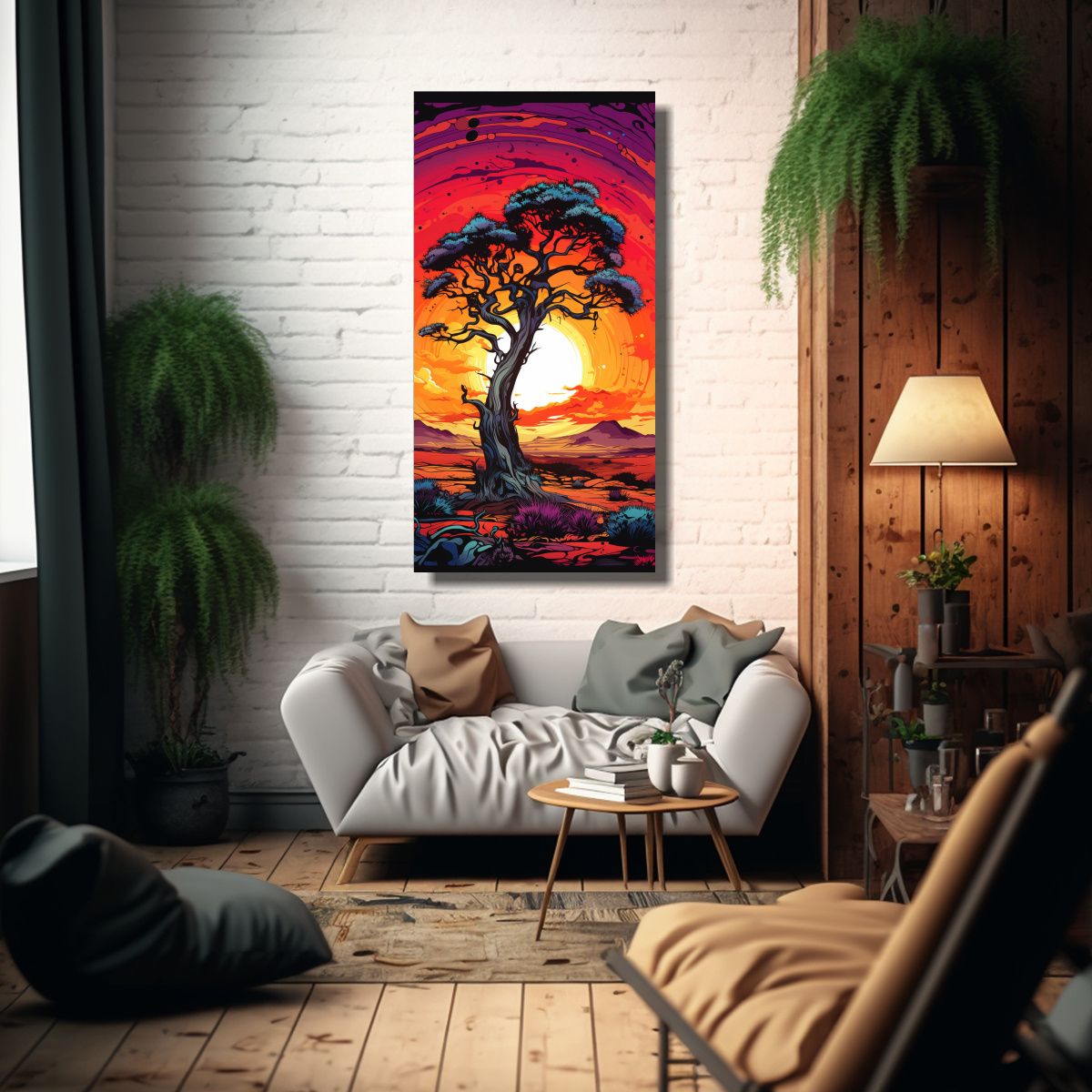 GENERICO - Cuadro De Madera Con Vibrantes Colores De Una 70x140 Cm