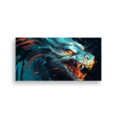 GENERICO - Pintura Decorativa De Dragón En Turquesa Y 120x60 Cm