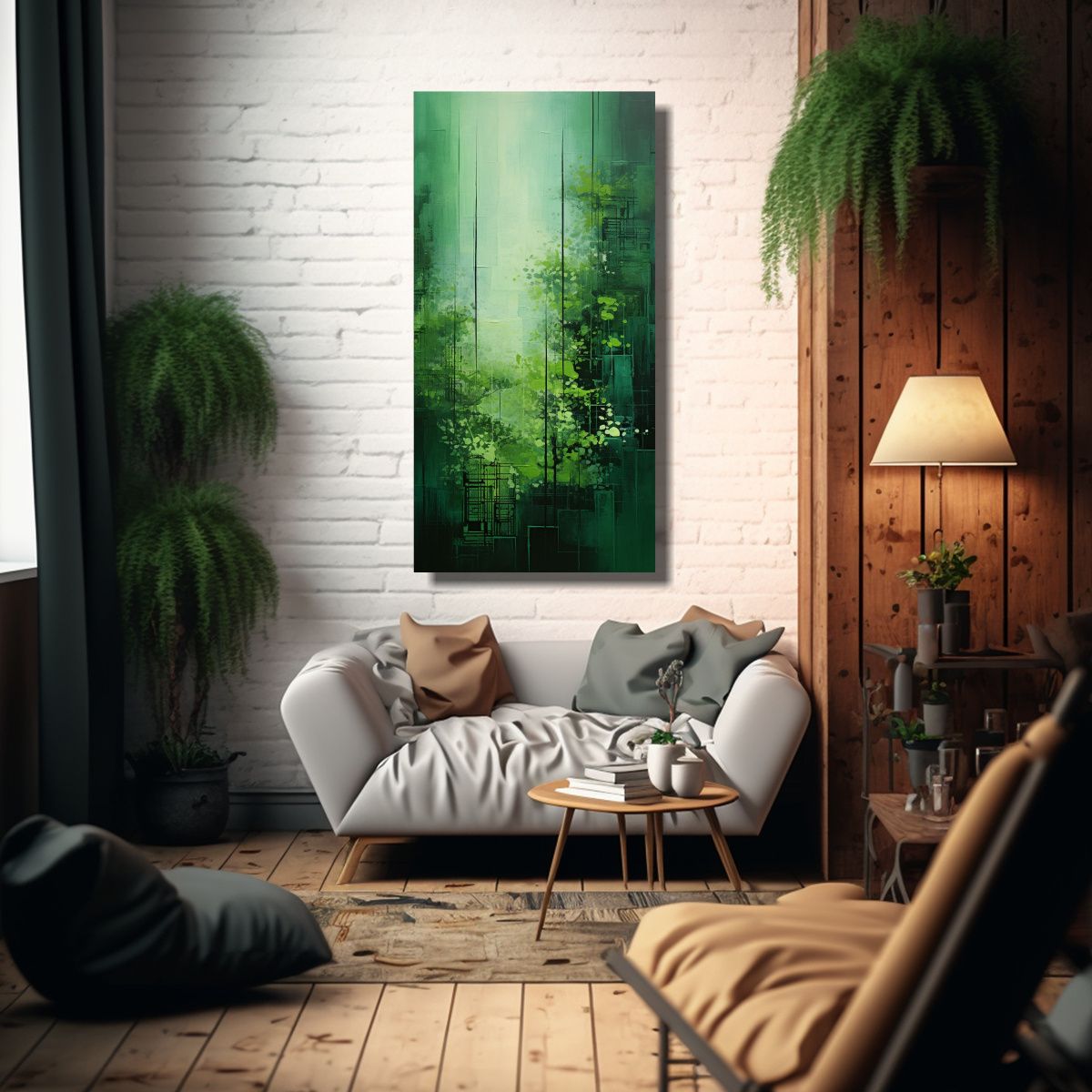 GENERICO - Cuadros De Decoración Abstracta En Verde 70x140 Cm