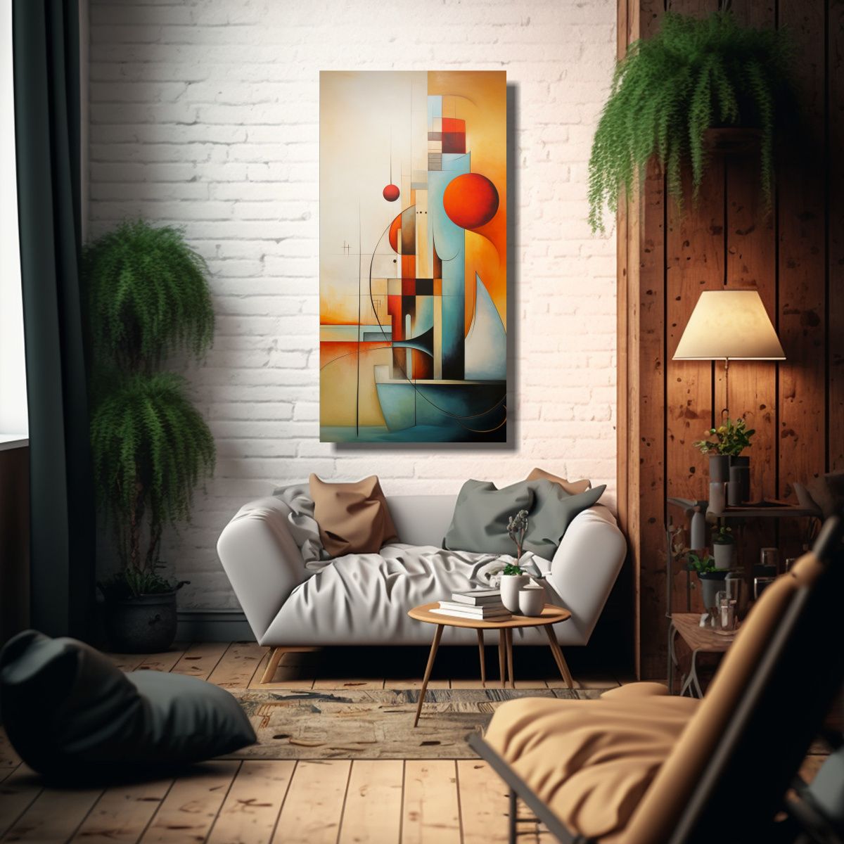 GENERICO - Cuadro Playa Abstracto Líneas Luminosas En 70x140 Cm.