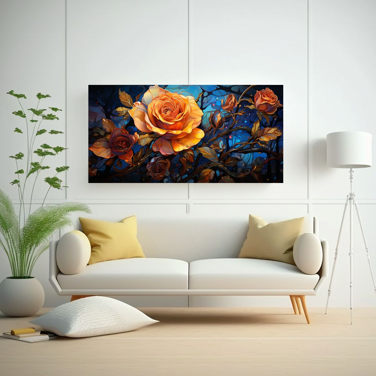 GENERICO - Cuadro Decorativo Estilo Rose Van Gogh Líneas 140x70 Cm