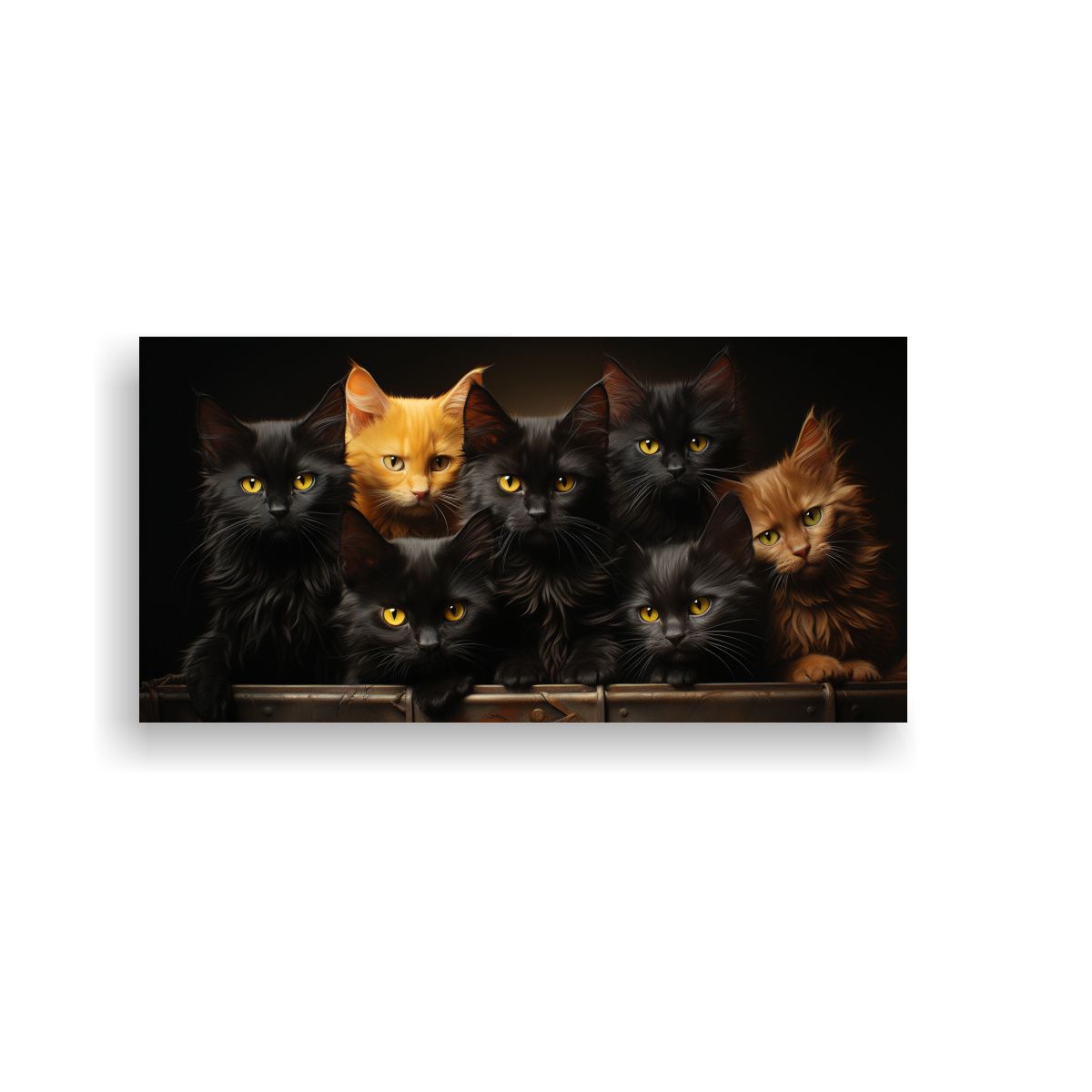 GENERICO - Pinturas De Decoración De Gatos Negros Apilados 120x60 Cm.