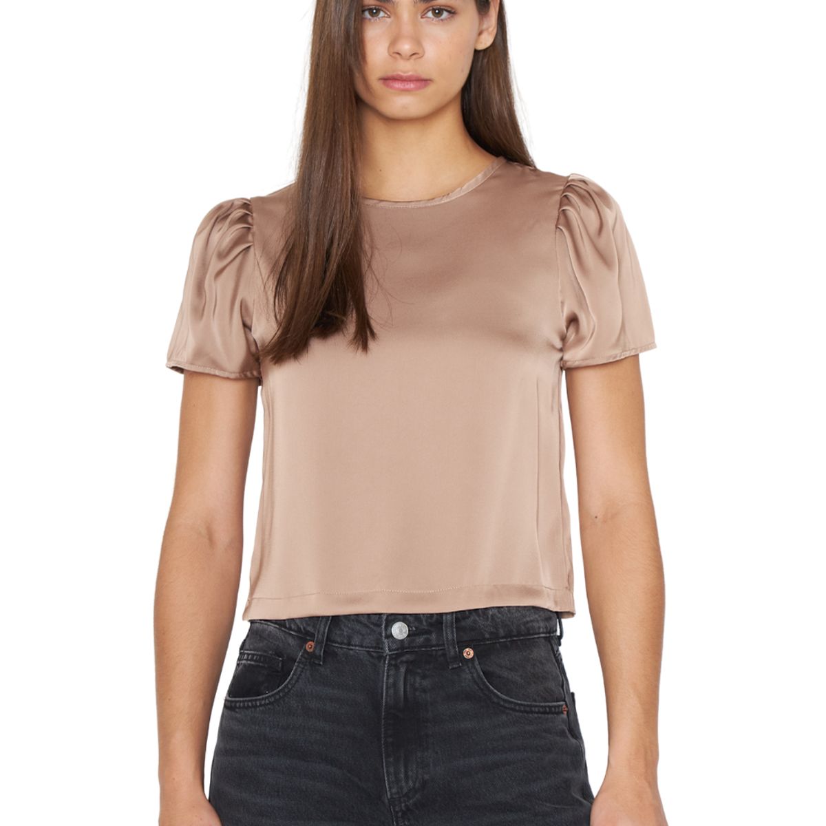 JACINTA TIENDA - Blusa Olivia satin café Jacinta Tienda