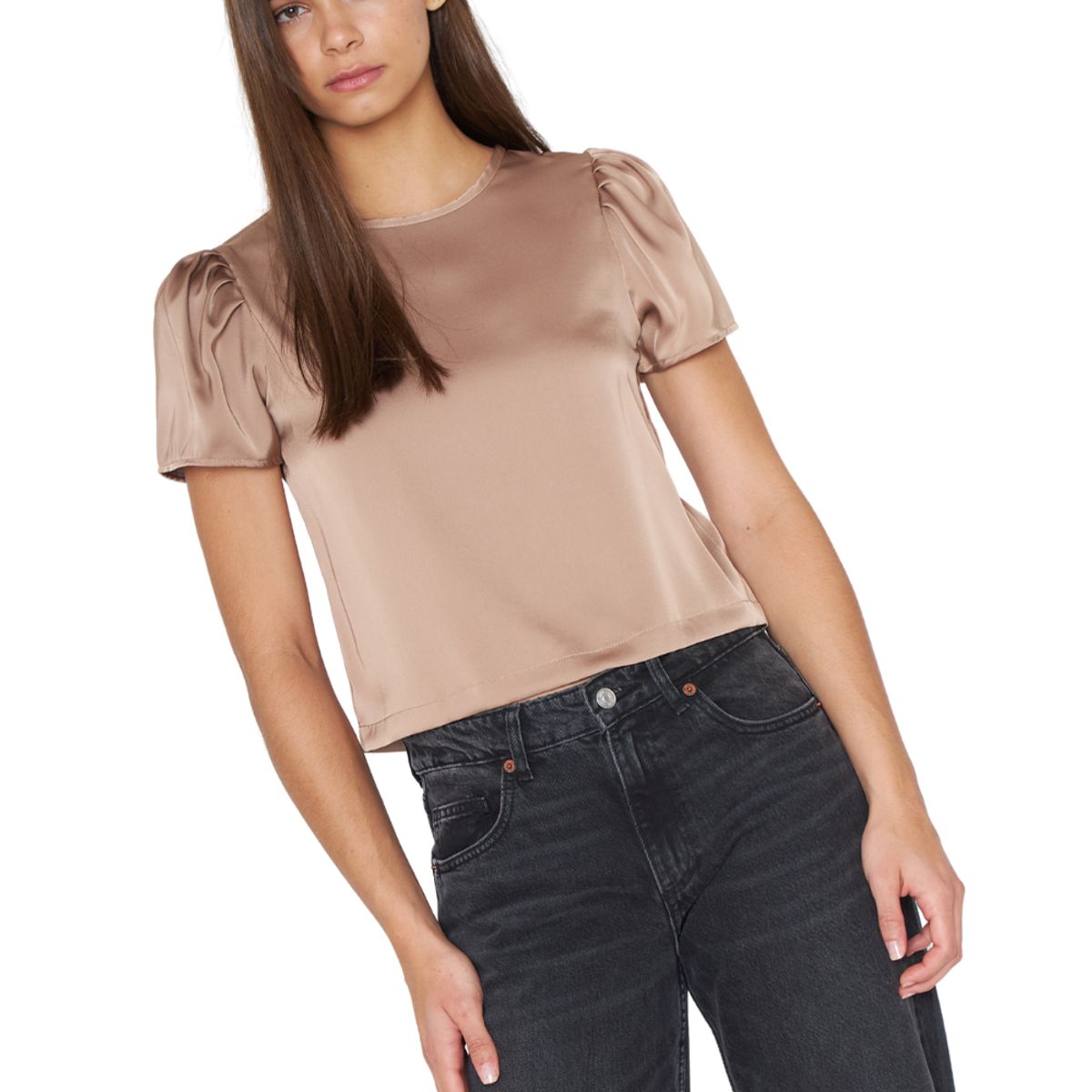 JACINTA TIENDA - Blusa Olivia satin café Jacinta Tienda