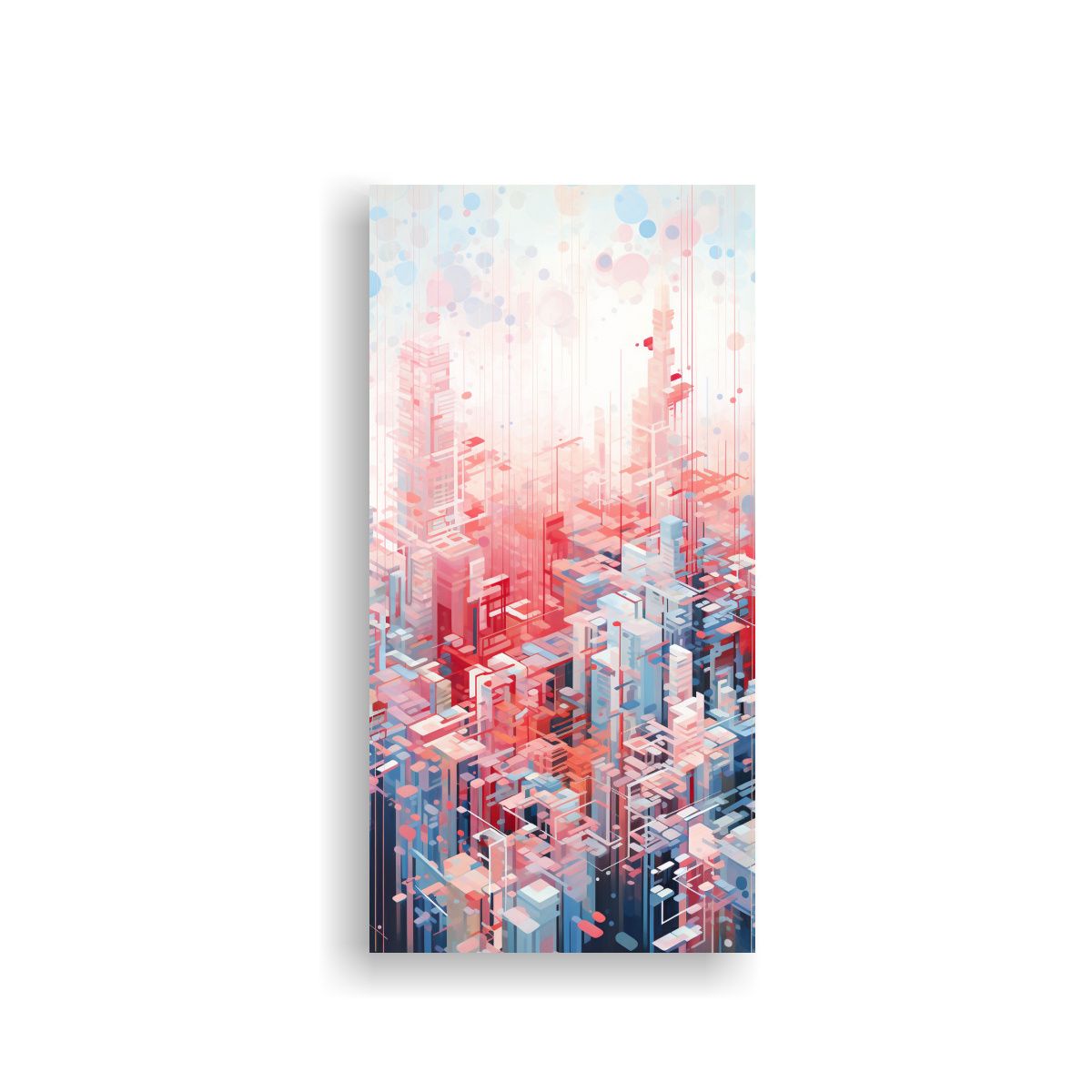 GENERICO - Cuadro Cuadro Bastidor Madera Ciudad Geométrica 70x140 Cm