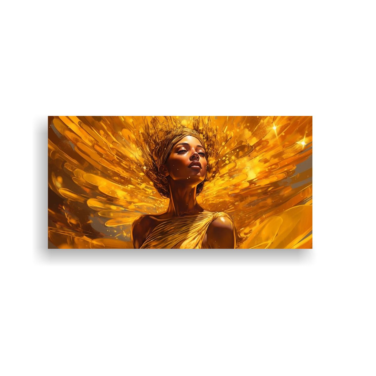GENERICO - Exposición Lienzo Tela Dibujo Mujer Dorada 140x70 Cm